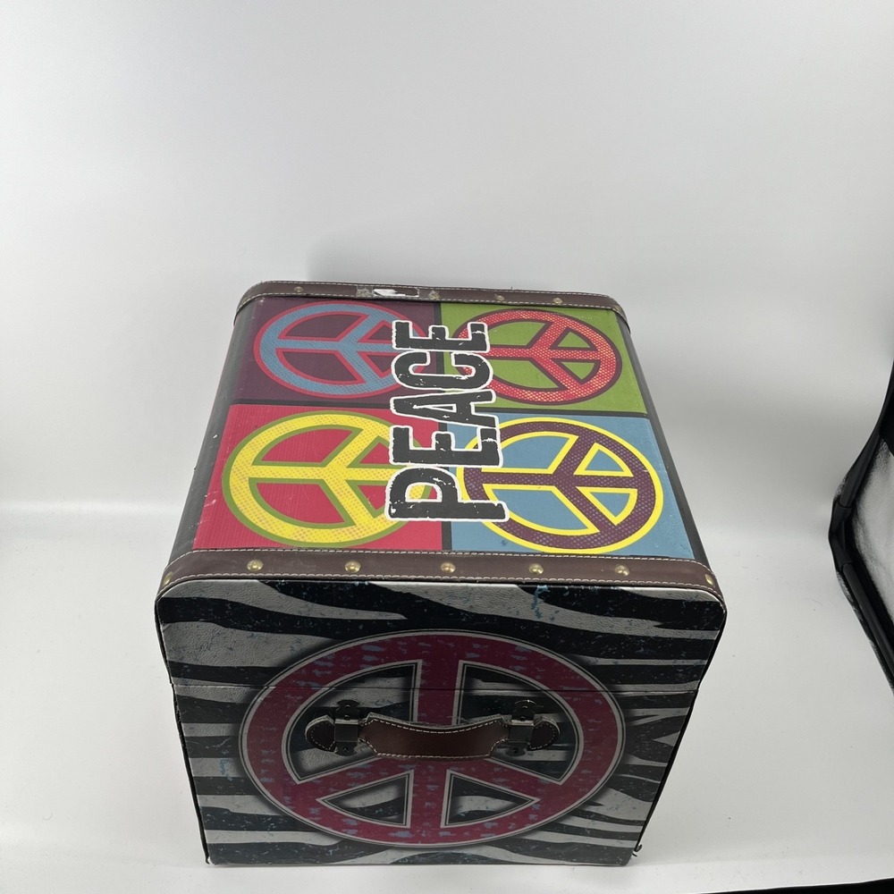 Vintage Peace Colorful Storage Box 16"x16"x16" - Picture 4 of 9